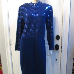 St. John Sapphire cocktail long sleeves MIDI Dress